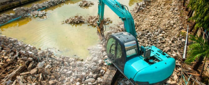 Swimming pool being demolished
